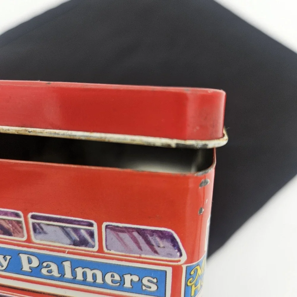 Huntley Palmers London Double Decker Transport Bus Red Biscuit Tin England READ